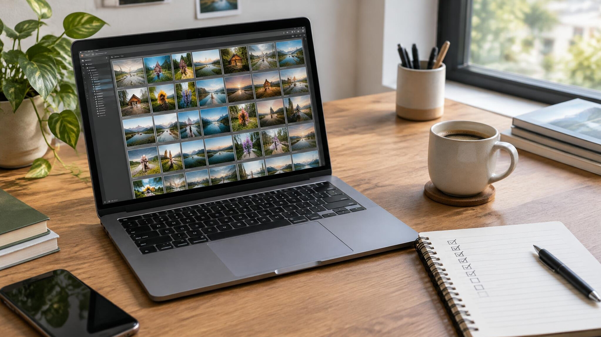 Laptop on desk with code and notes for a fast workflow