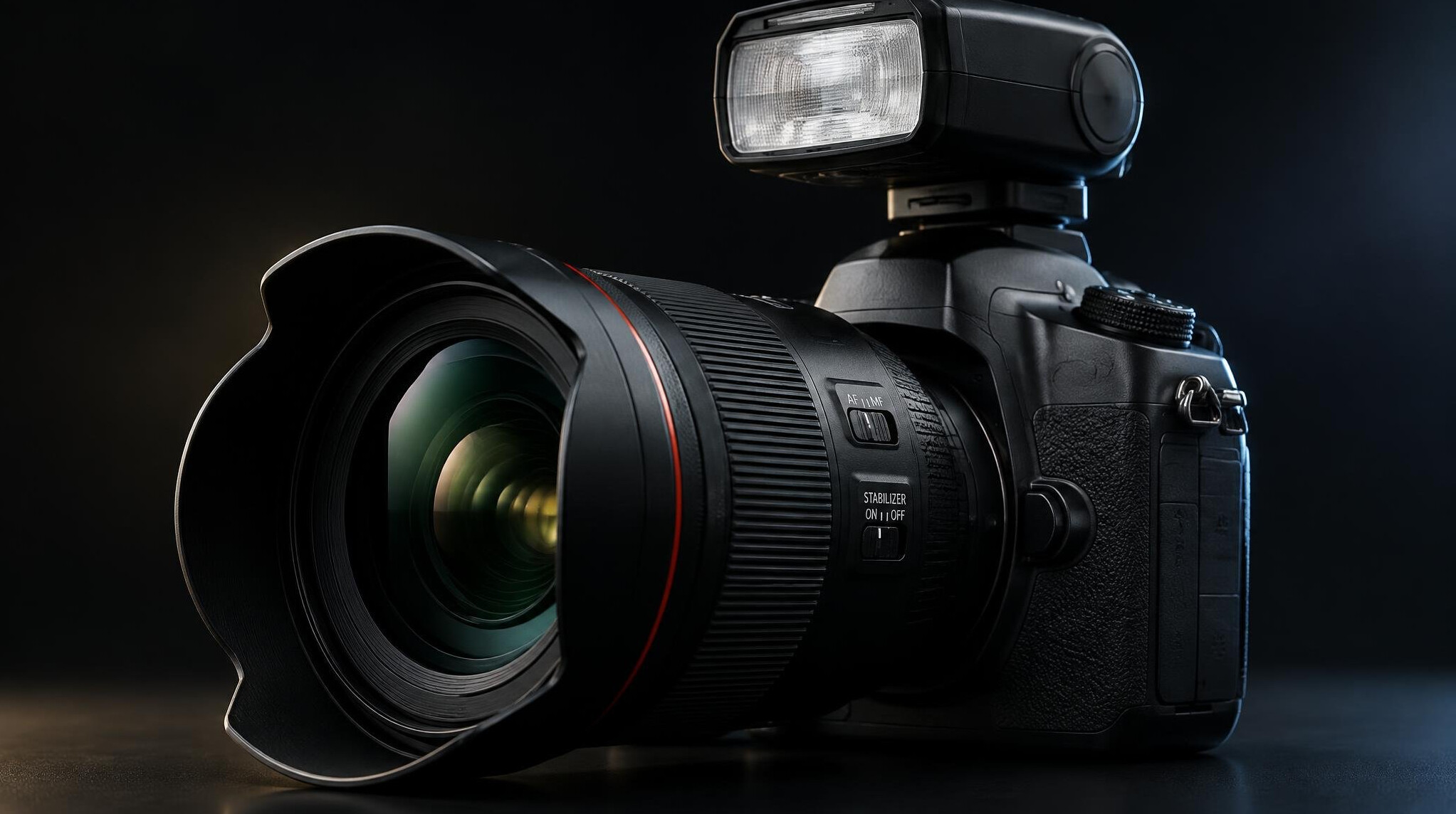 Camera lens and flash close-up