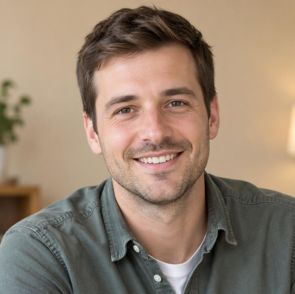 Smiling man portrait with warm background